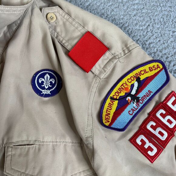 Boy Scouts Shirt Boy Large Micro Fiber Uniform Shirt BSA Polyester Calif Patches - Picture 3 of 13